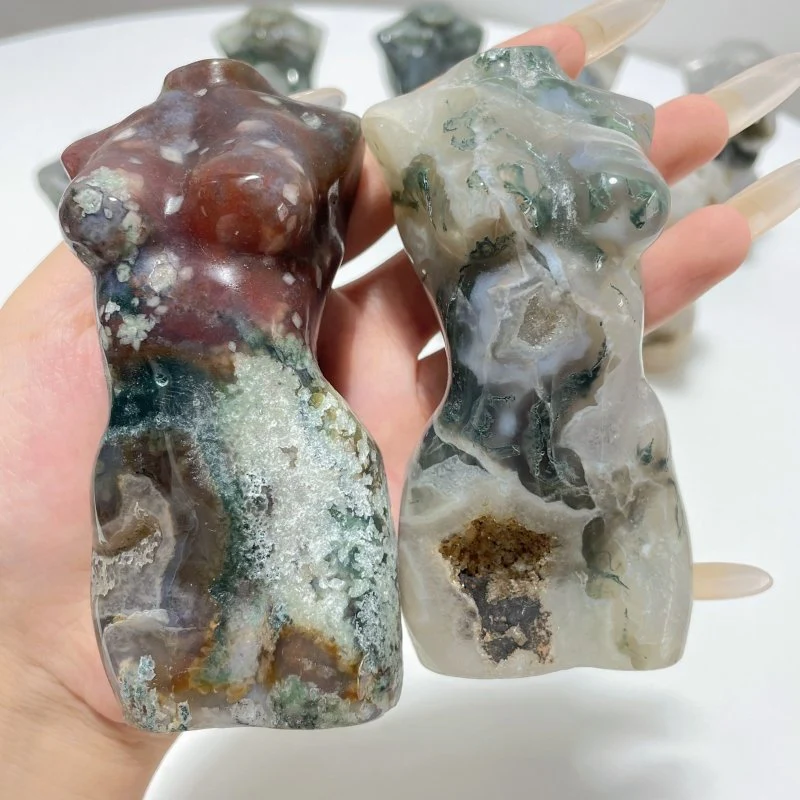 10 Pieces Moss Agate Goddess Carving - Image 6