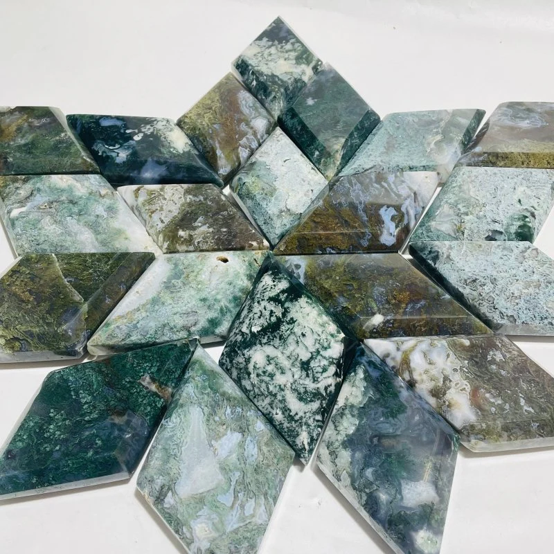 21 Pieces Large Moss Agate Rhombus Shaped - Image 6