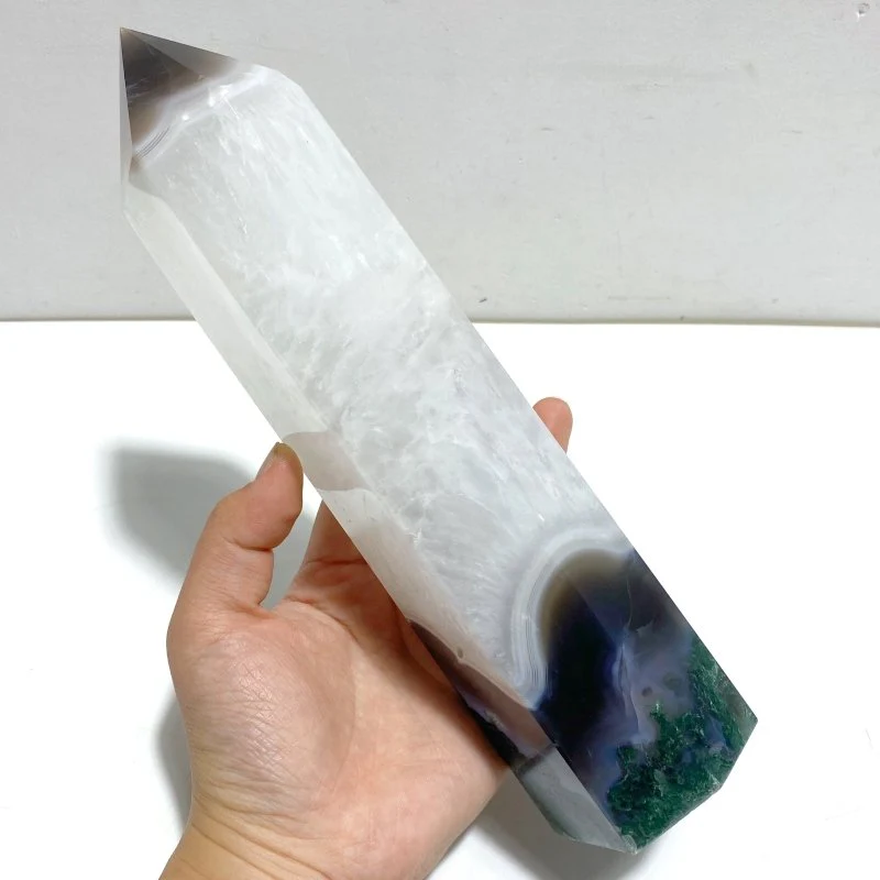 5 Pieces Large Green Moss Agate Point - Image 2