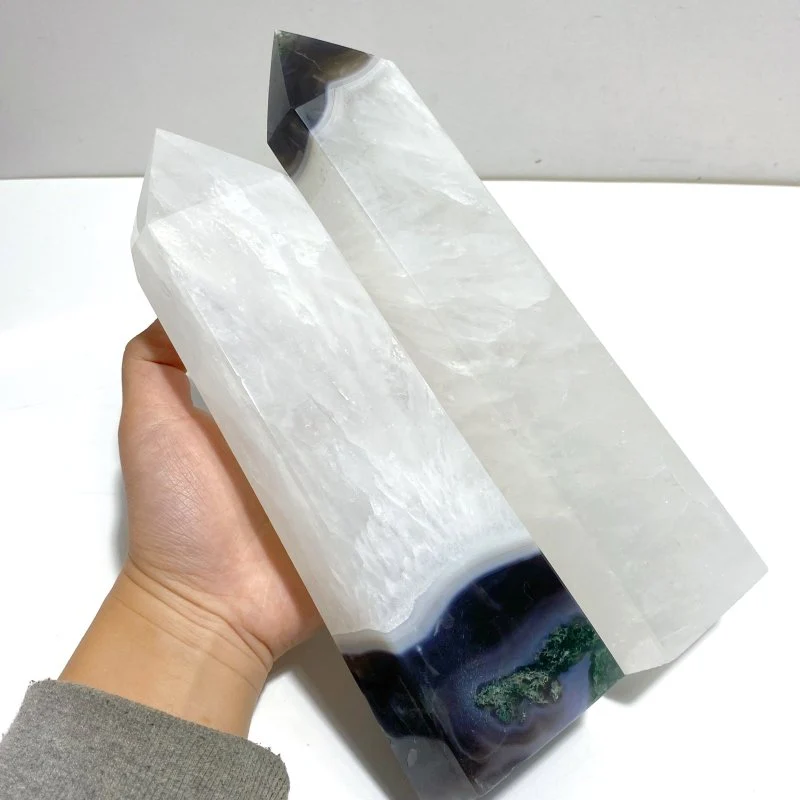 5 Pieces Large Green Moss Agate Point - Image 4