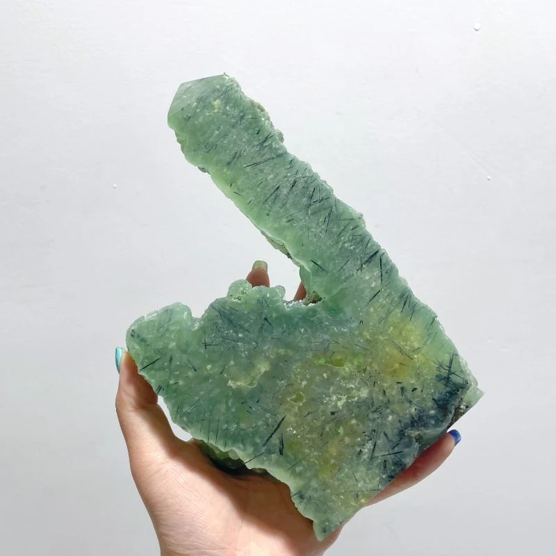 3 Pieces Large Natural Prehnite Tower Raw Side - Image 2