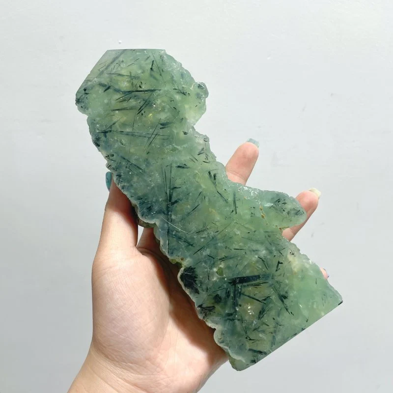 3 Pieces Large Natural Prehnite Tower Raw Side - Image 3