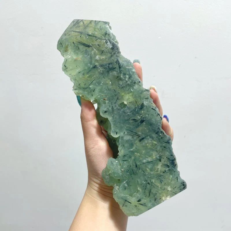 3 Pieces Large Natural Prehnite Tower Raw Side - Image 4