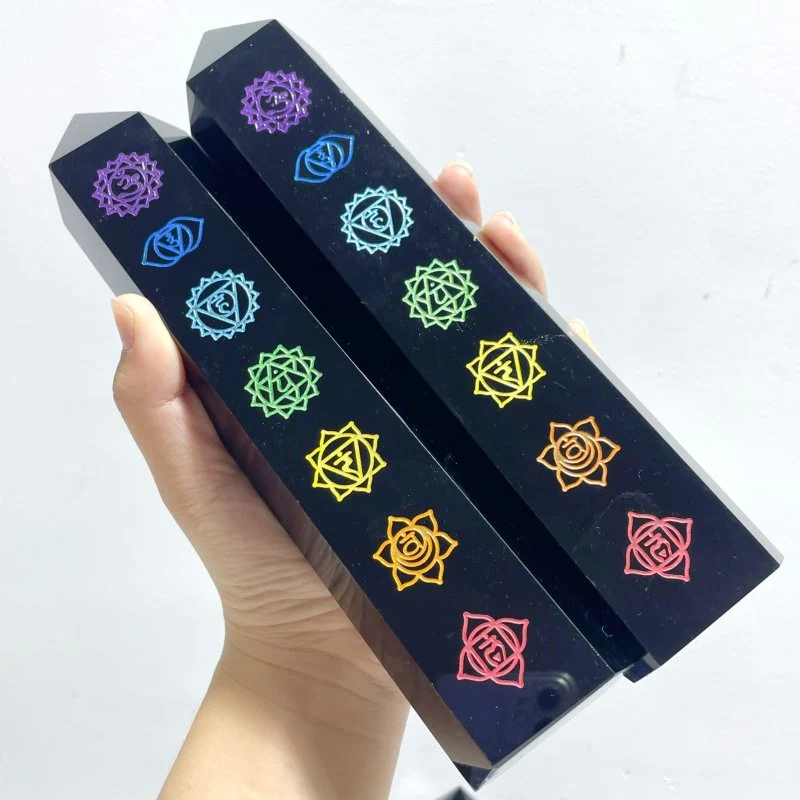 7 Pieces Large Obsidian 7 Chakra Tower Point - Image 5