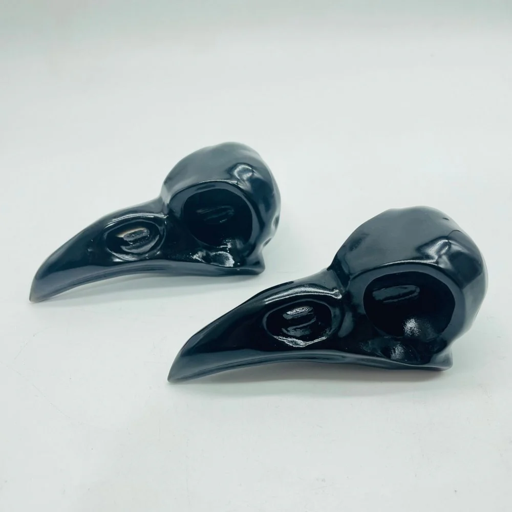 Large Obsidian Crow Skull Carving Wholesale - Image 3