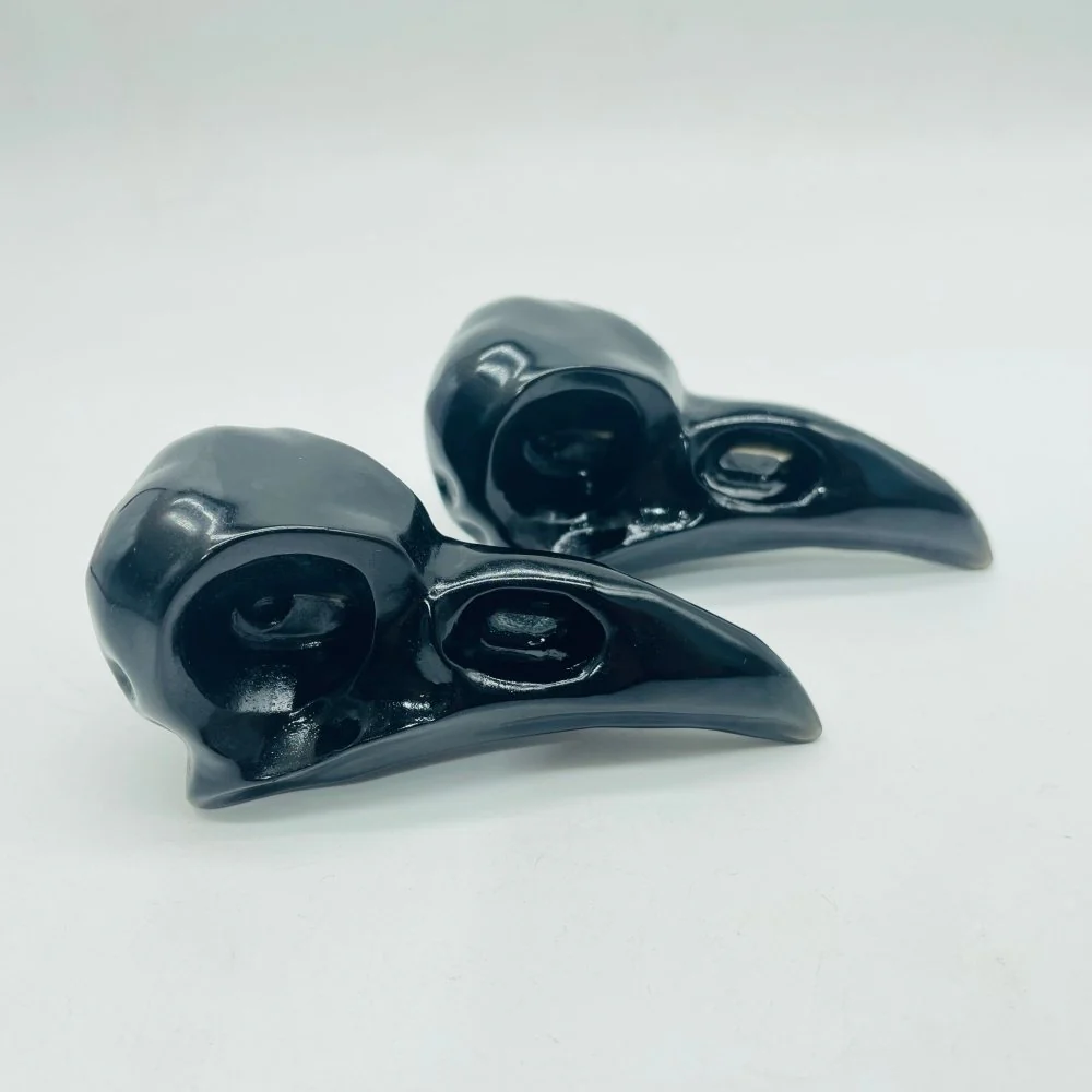 Large Obsidian Crow Skull Carving Wholesale - Image 5