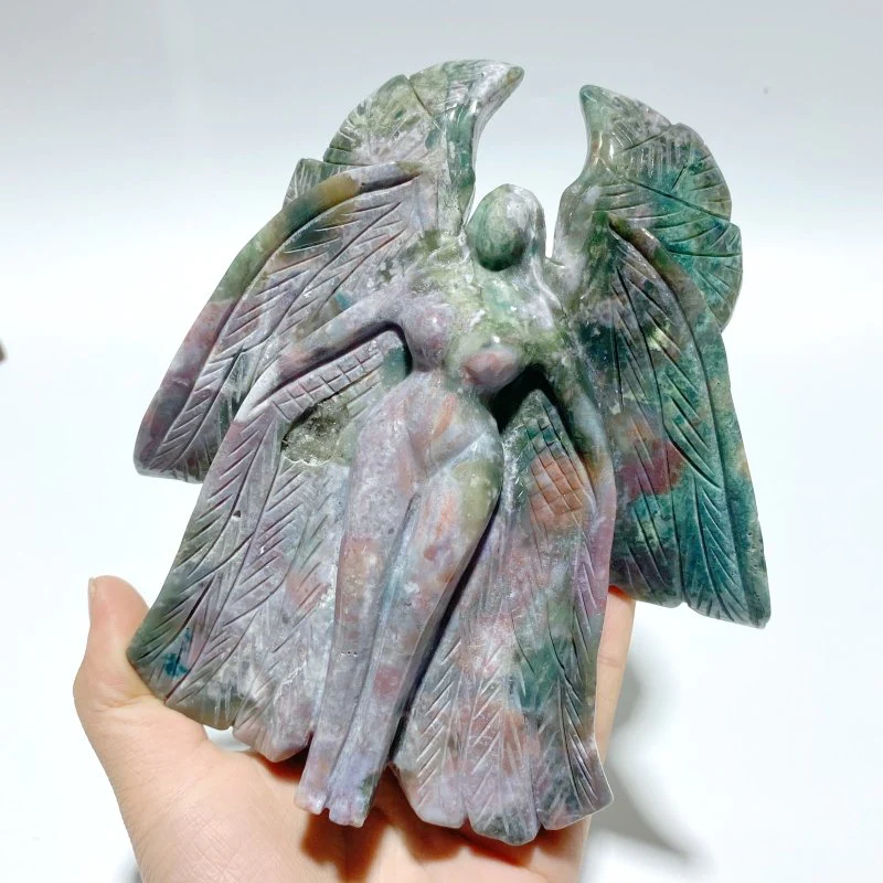 3 Pieces Large Ocean Jasper Seraphim Angel Carving - Image 5