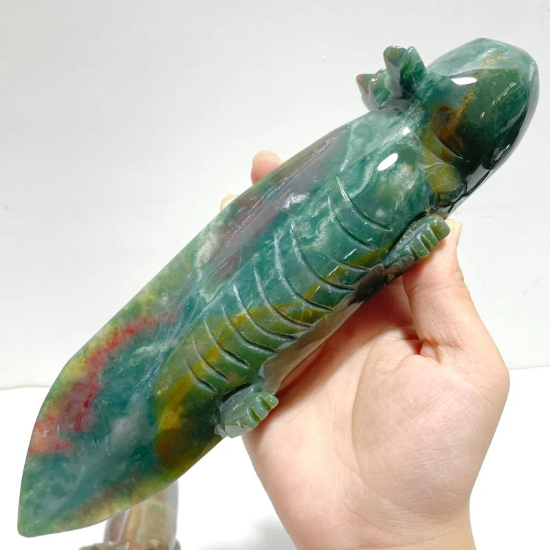5 Pieces Large Ocean Jasper Newt Carving - Image 3