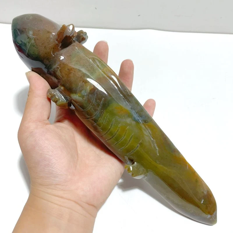 5 Pieces Large Ocean Jasper Newt Carving - Image 4