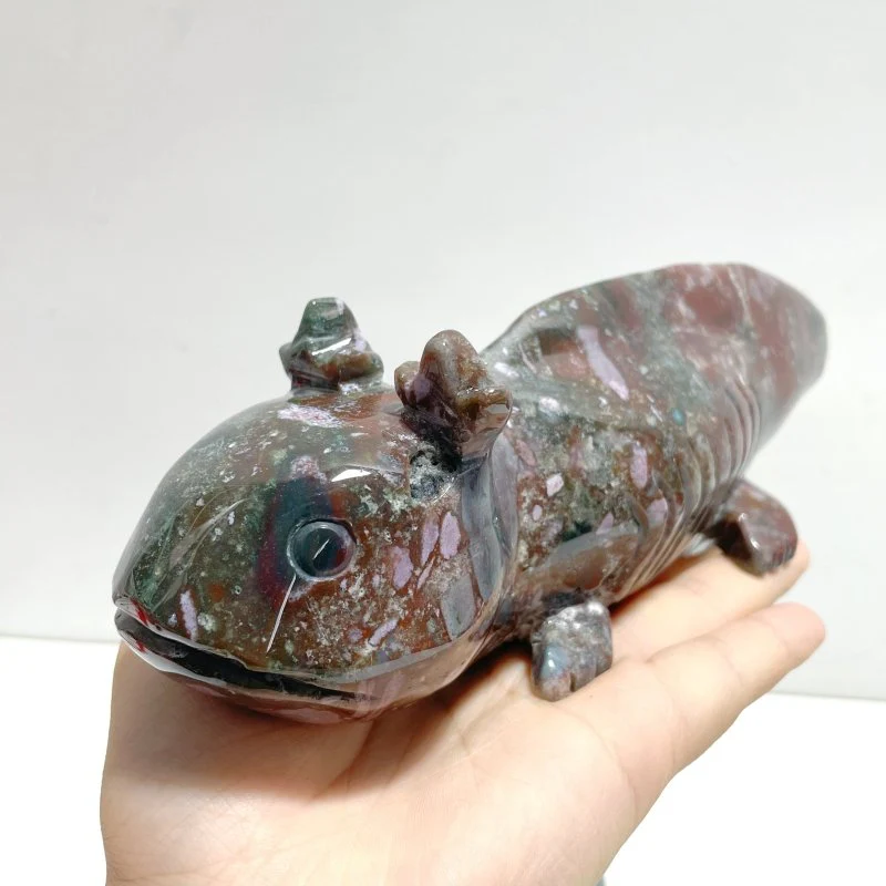 5 Pieces Large Ocean Jasper Newt Carving - Image 6
