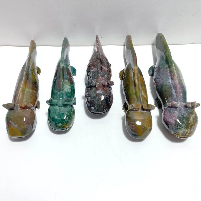 5 Pieces Large Ocean Jasper Newt Carving - Image 7