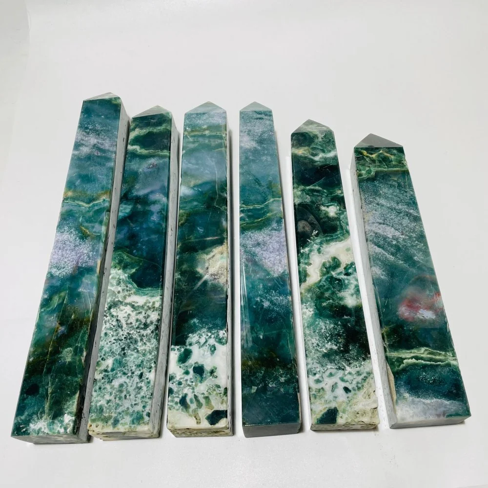 6 Pieces Large Ocean Jasper Four-Sided Tower - Image 2