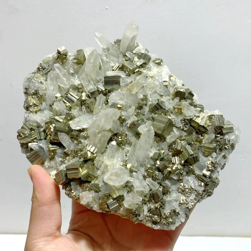 3 Pieces Large Pyrite Mixed Clear Quartz Cluster Specimen For Collection - Image 2
