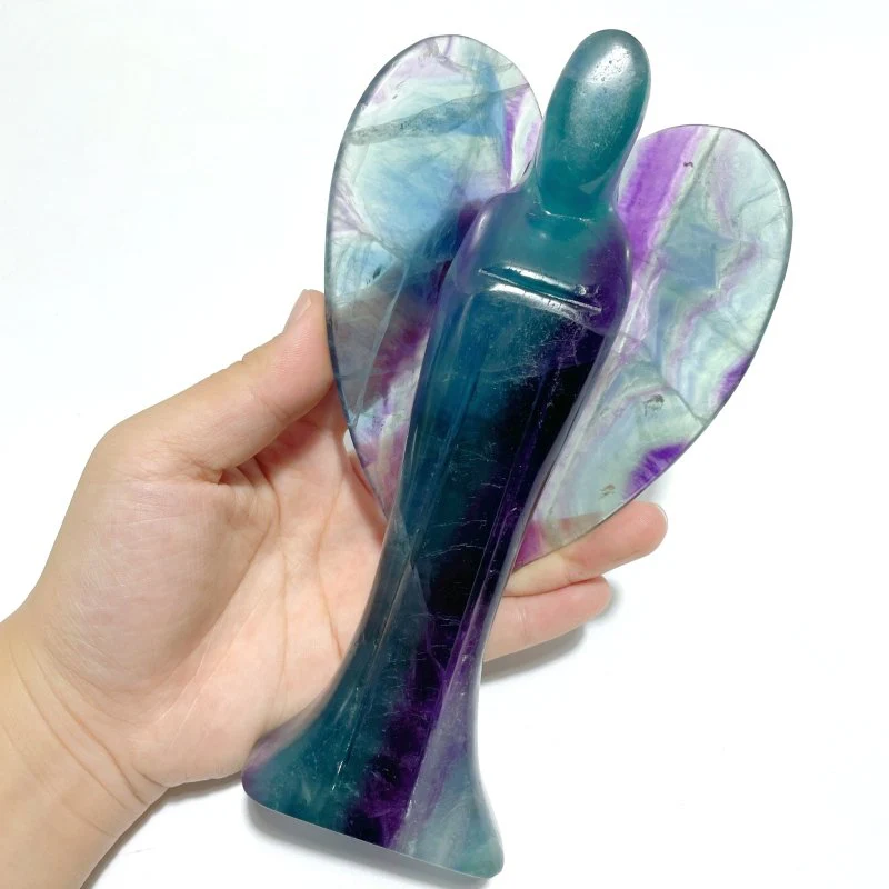 3 Pieces Large Rainbow Fluorite Angel Carving - Image 2