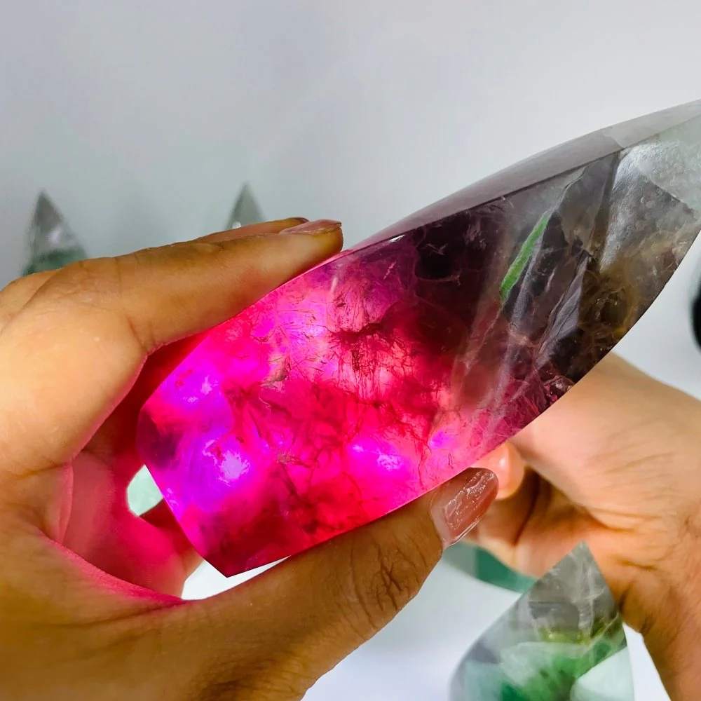 9 Pieces High Quality Large Rainbow Fluorite Flame Mixed Color - Image 2
