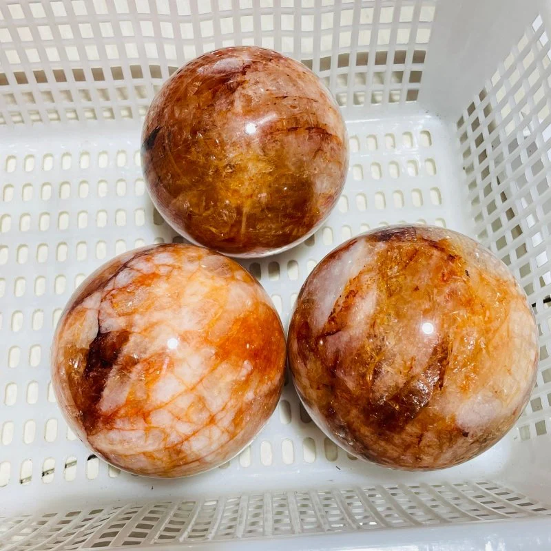 3 Pieces Large Fire Quartz Spheres 4inch - Image 2