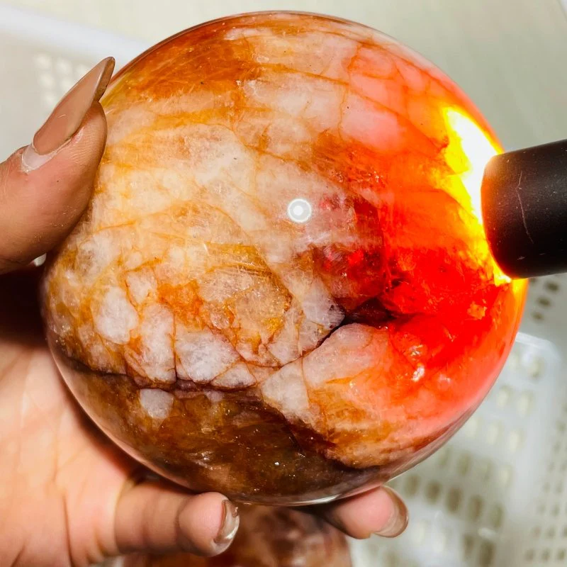 3 Pieces Large Fire Quartz Spheres 4inch - Image 3