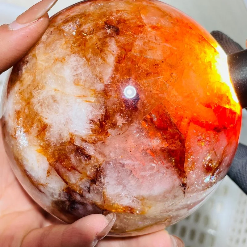 3 Pieces Large Fire Quartz Spheres 4inch - Image 4