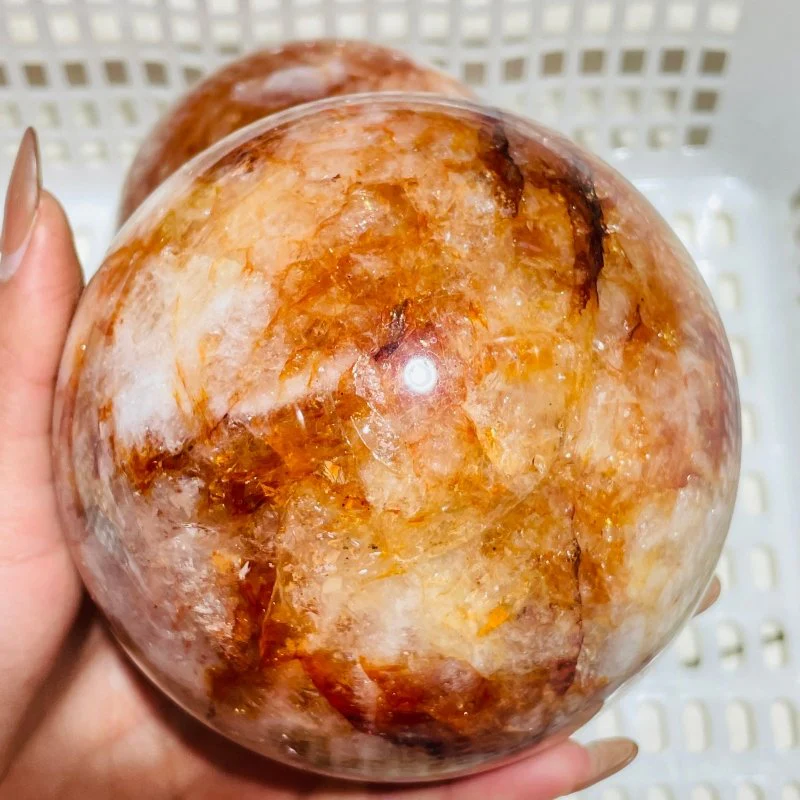 3 Pieces Large Fire Quartz Spheres 4inch - Image 5