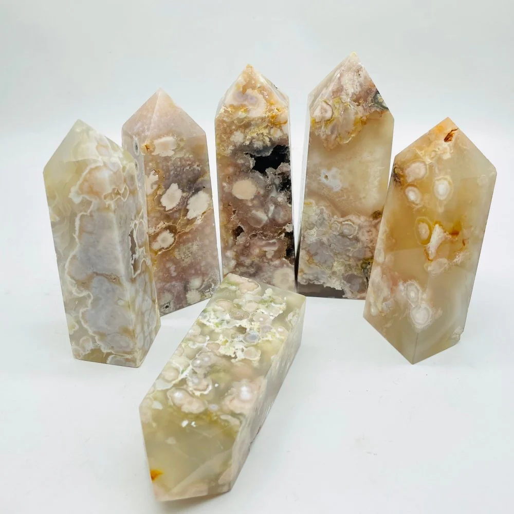 Large Fat Sakura Agate Four-Sided Tower Point Wholesale - Image 4