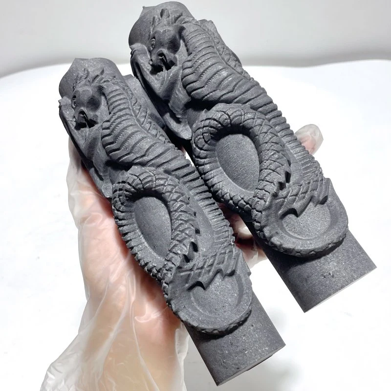 Large Shungite 7.4in Tower With Dragon Carving Wholesale - Image 3
