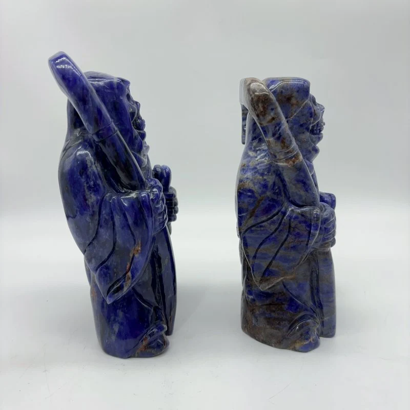 2 Pieces Large Sodalite Grim Reaper Sickle Carving - Image 4