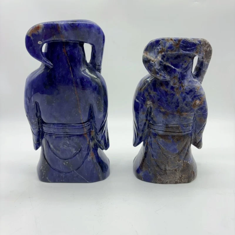 2 Pieces Large Sodalite Grim Reaper Sickle Carving - Image 6