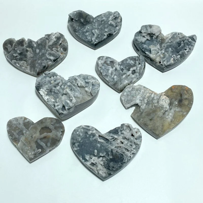 8 Pieces Flash Large Sphalerite Heart Carving - Image 6