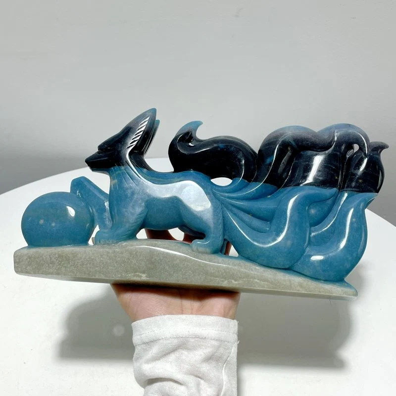 Large Trolleite Nine-tailed Fox Carving - Image 3