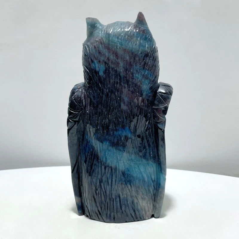Large Trolleite Stone Wolf Head With Skull Carving - Image 4