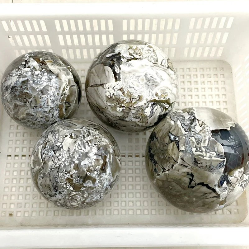 4 Pieces Large Volcano Agate Spheres Balls(UV-Reactive)