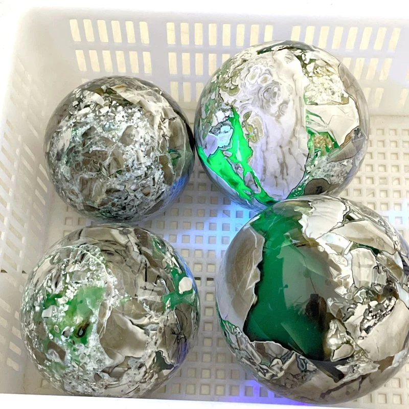 4 Pieces Large Volcano Agate Spheres Balls(UV-Reactive) - Image 2