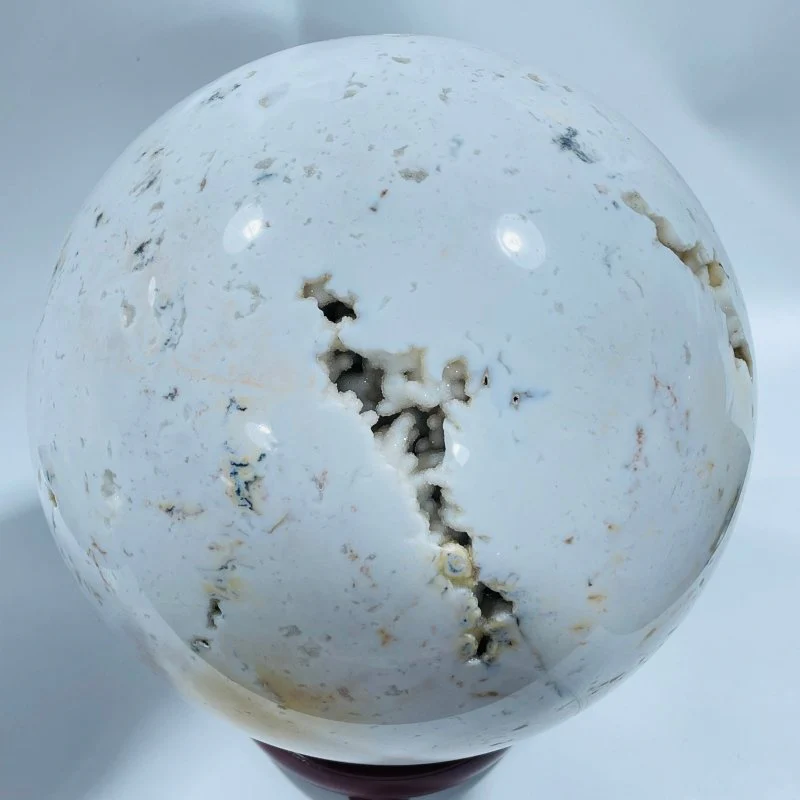 10.2inch Large White Rhyolite Geode Sphere - Image 3