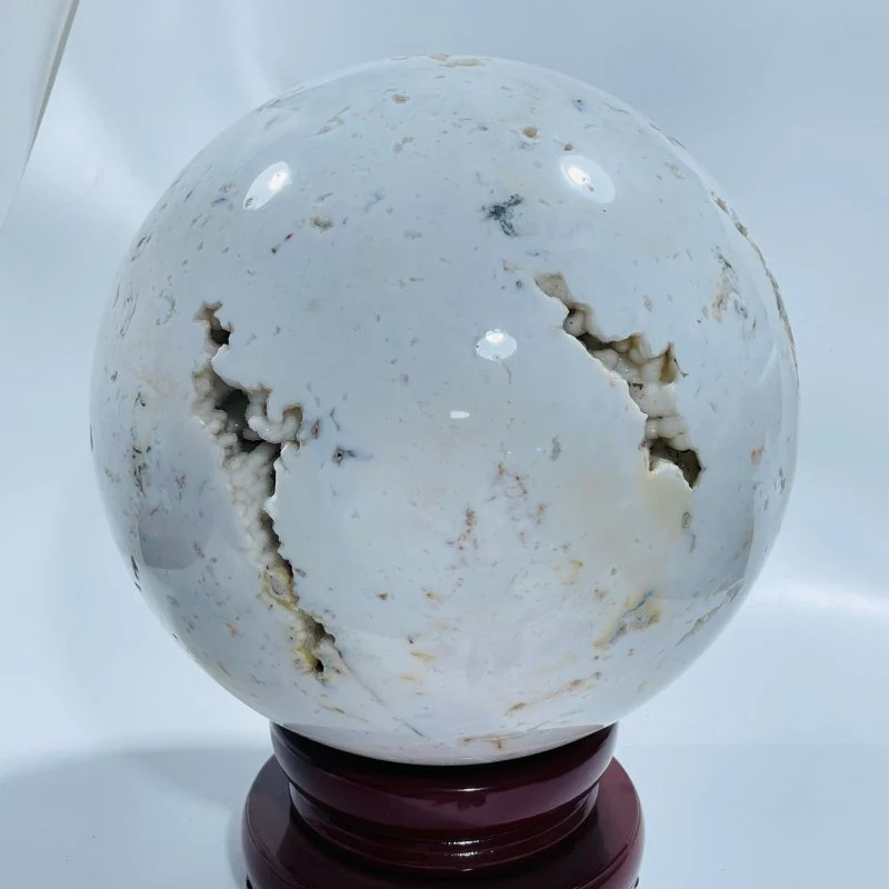 10.2inch Large White Rhyolite Geode Sphere - Image 4