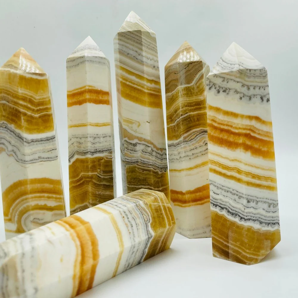 Large White & Yellow Calcite Tower Point Wholesale - Image 3