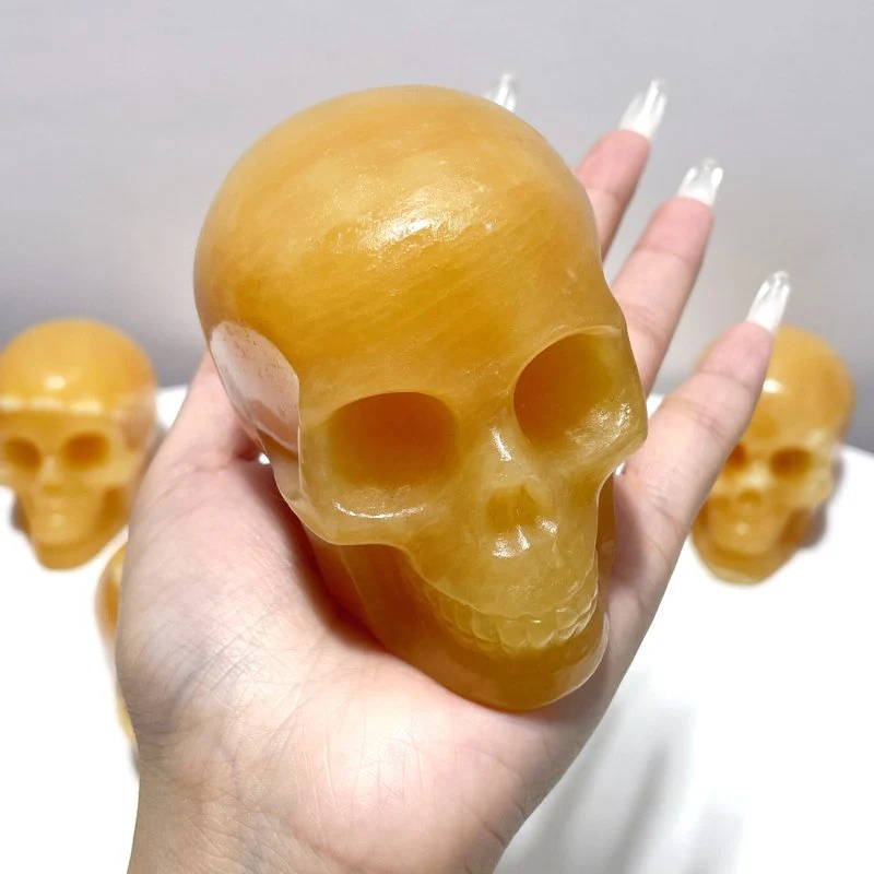 Yellow Calcite Skull Carving Wholesale