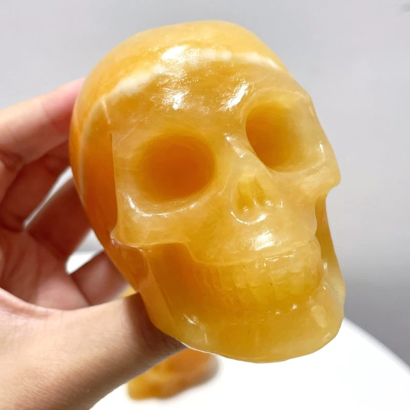 Yellow Calcite Skull Carving Wholesale - Image 2