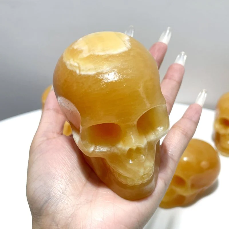 Yellow Calcite Skull Carving Wholesale - Image 3