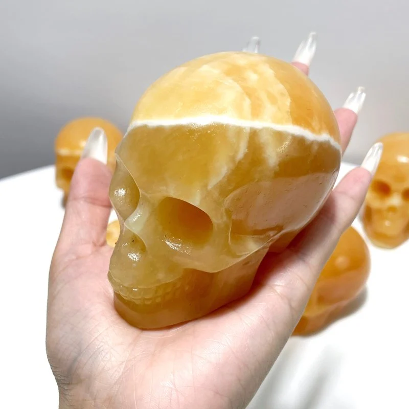 Yellow Calcite Skull Carving Wholesale - Image 4