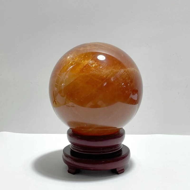 Large 22.2cm Yellow Calcite Flash Sphere Ball With Rainbow