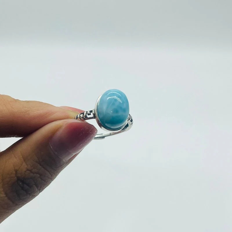 8 Pieces Beautiful Larimar Different Styles 925 Sterling Silver Rings - Image 2