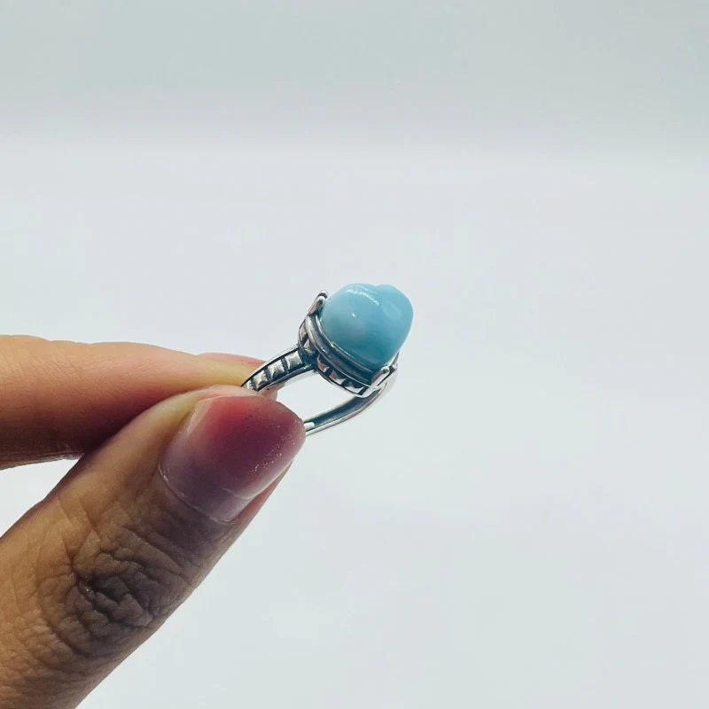 8 Pieces Beautiful Larimar Different Styles 925 Sterling Silver Rings - Image 3