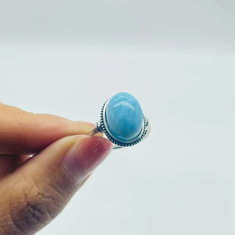 8 Pieces Beautiful Larimar Different Styles 925 Sterling Silver Rings - Image 4