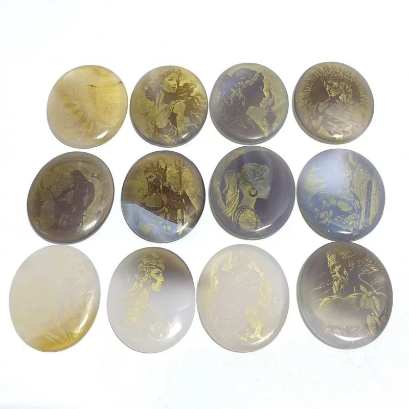 Laser Printing Golden Twelve Olympians Agate Stone DIY Accessories Wholesale - Image 3