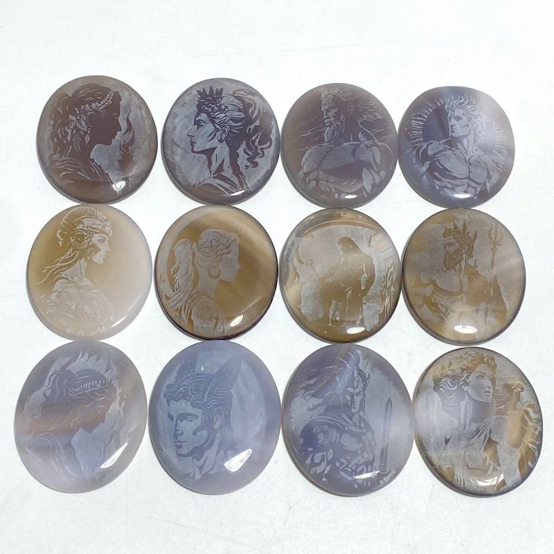 Laser Printing Silver Twelve Olympians Agate Stone DIY Accessories Wholesale - Image 4