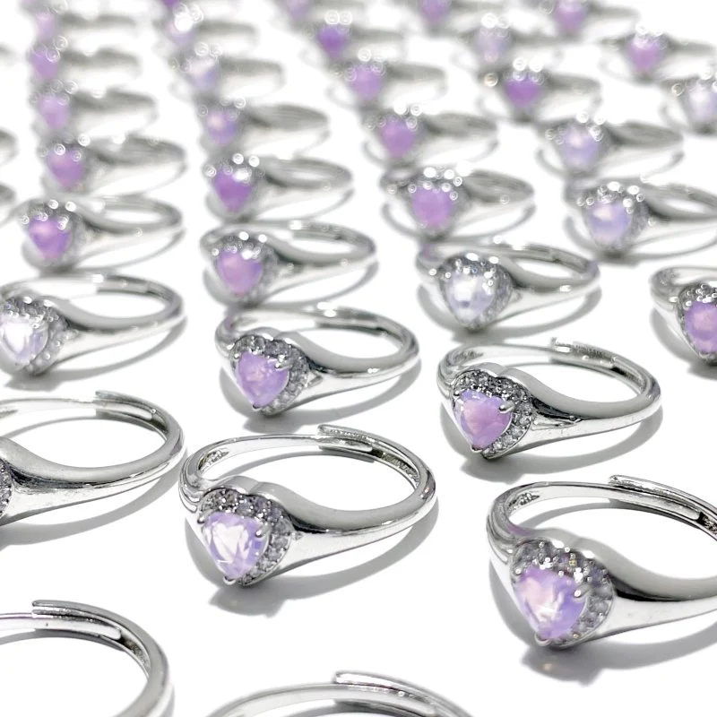 Lavender Quartz Scorolite Heart Cut Faceted Ring Wholesale - Image 3
