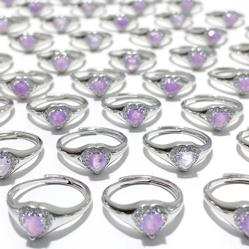 Lavender Quartz Scorolite Heart Cut Faceted Ring Wholesale - Image 4