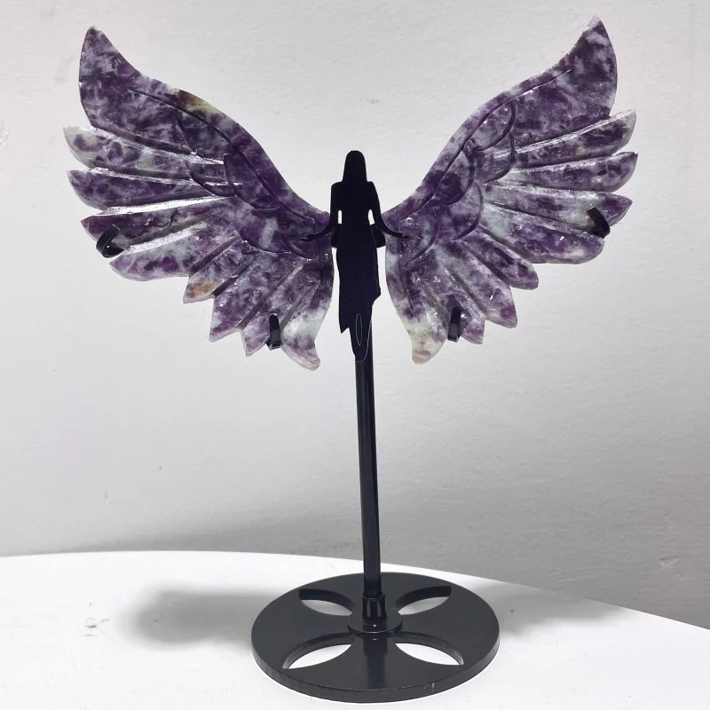 5 Pairs Lepidolite Angel Wing Carving With Stand - Image 2