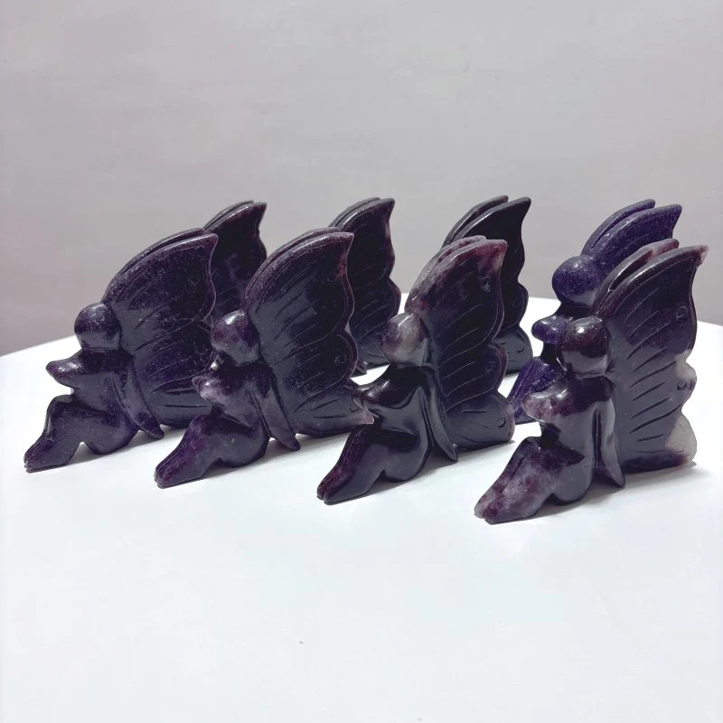 8 Pieces Lepidolite Butterfly Fairy Carving - Image 2