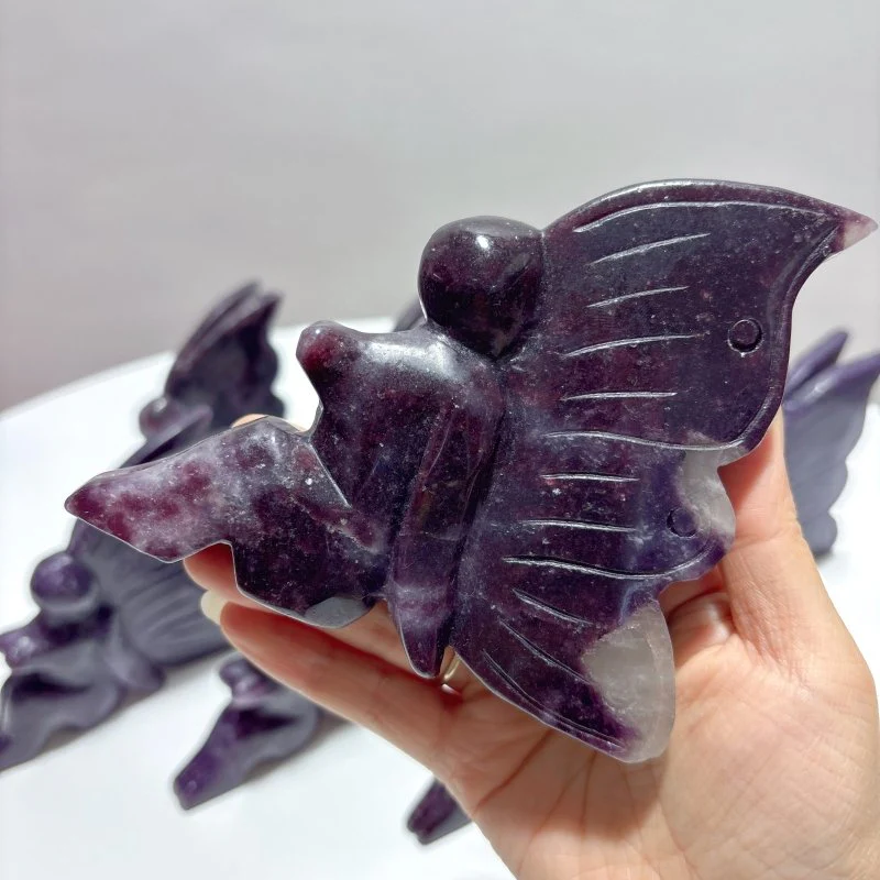 8 Pieces Lepidolite Butterfly Fairy Carving - Image 3